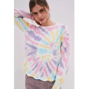 Anthropologie Claudia Boho Tie Dye Scallop Hem Sweater